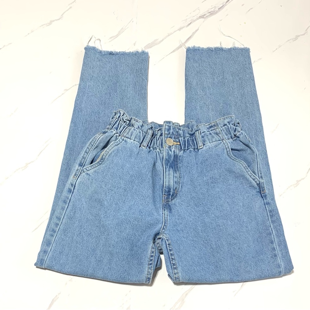 Bluenotes Like New Women’s Light Blue Wash High Rise Paperbag Straight Leg - Picture 4 of 14